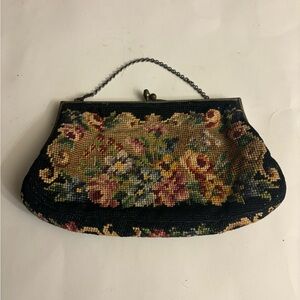 Vintage Floral Needlepoint Women’s Clutch Bag 7 X 4 X .5